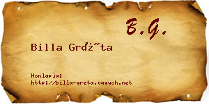 Billa Gréta névjegykártya